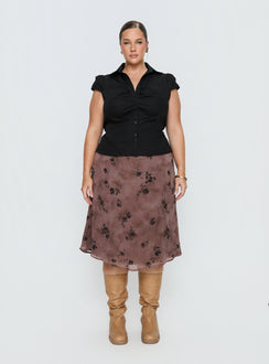 back view of model wearing Princess Polly Moses Midi Skirt Multi Curve Midi Skirts Skirts 