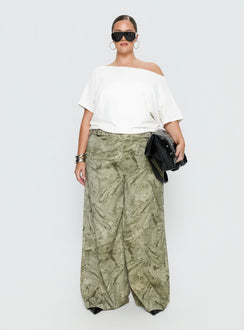 front view of model wearing Princess Polly Mckinley Mid Rise Wide Leg Jeans Camouflage Curve Mid Rise Jeans Jeans 