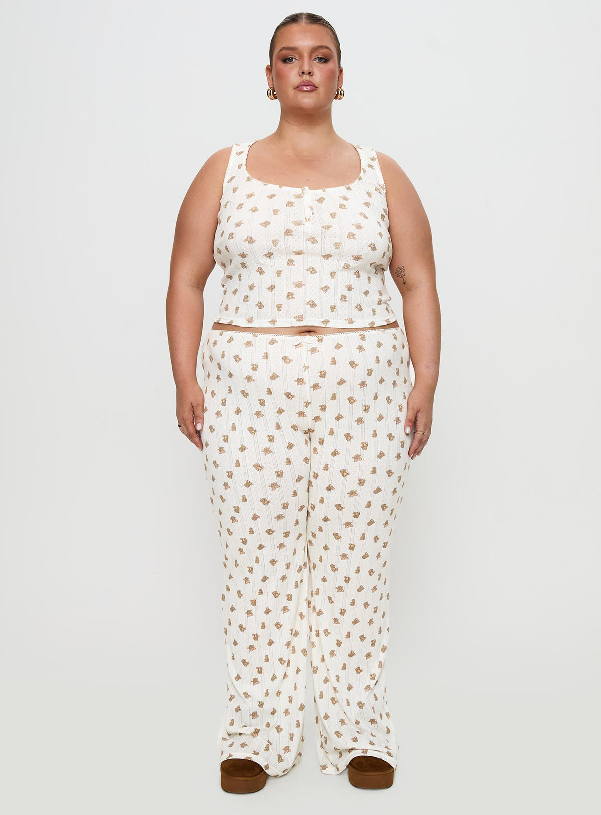 Sleepytea Pointelle Sleep Tank Top Multi Curve