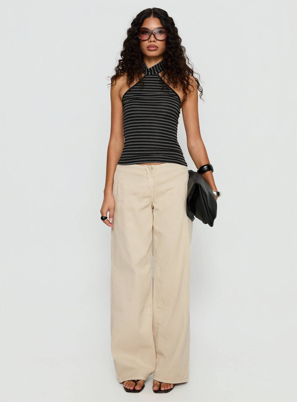 Katriana High Neck Top Multi Stripe