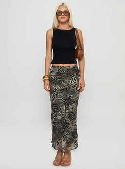   front view of model wearing Princess Polly Kathrynne Maxi Skirt Animal Maxi Skirts Skirts 