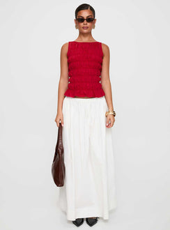   front view of model wearing Princess Polly Felipa Maxi Skirt White Maxi Skirts Skirts 