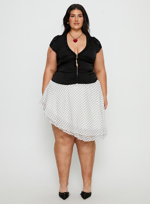 Tatianna Frill Blouse Top Black Curve