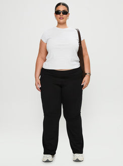 front view of model wearing Princess Polly Movement Yoga Pant Black Curve High Rise Pants Pants 