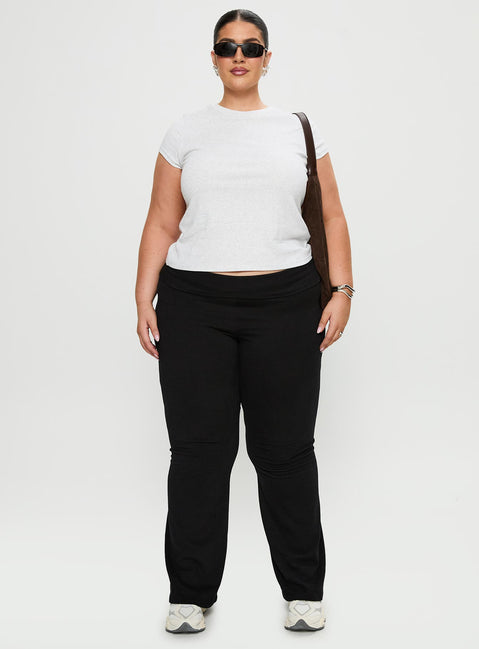 front view of model wearing Princess Polly Movement Yoga Pant Black Curve High Rise Pants Pants 