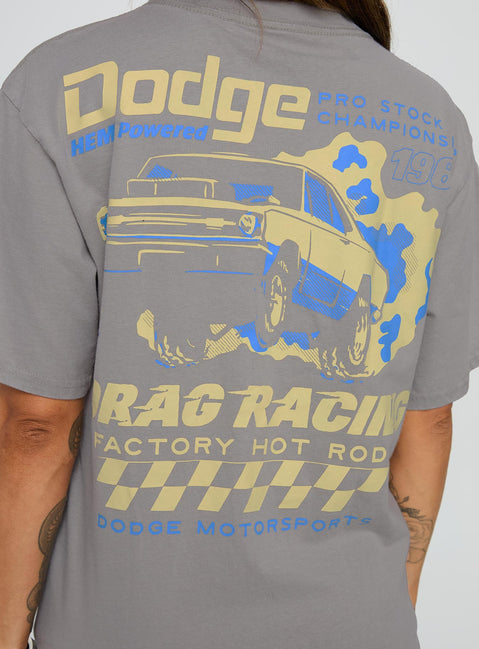 product Princess Polly Dodge Racer Oversized Graphic Tee Grey Half Sleeves Crew Neck 