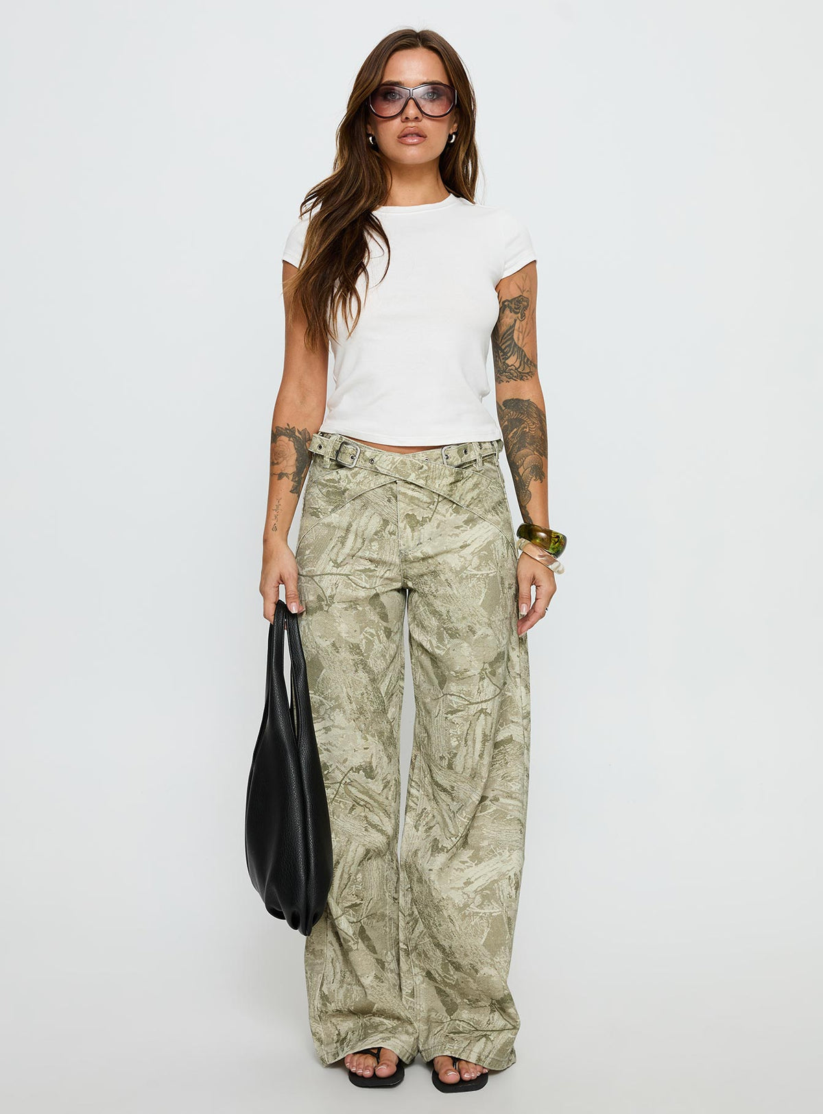 Mckinley Mid Rise Wide Leg Jeans Camouflage