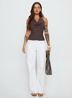 front view of model wearing Princess Polly Sabryna Low Rise Straight Leg Jeans White Low Rise Jeans Jeans 