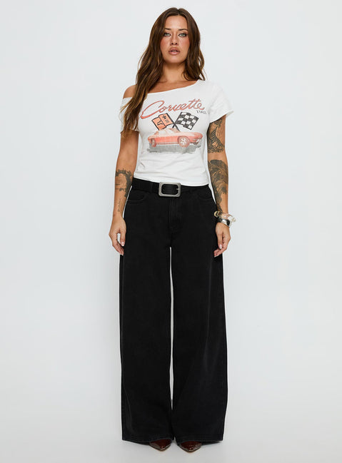 Corvette 1963 Off Shoulder Graphic Top White
