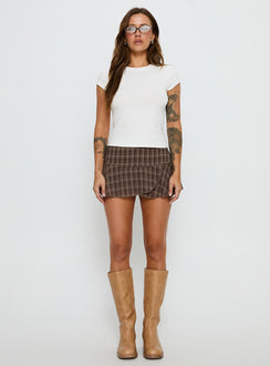   front view of model wearing Princess Polly Sonsie Mini Skirt Multi Check Mini Skirts Skirts 