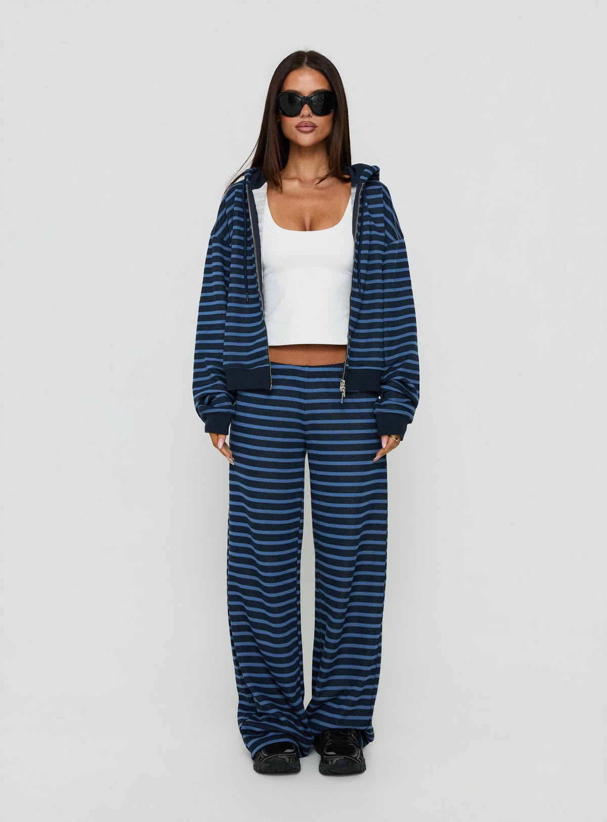 Delaeni Straight Leg Sweatpants Blue Stripe