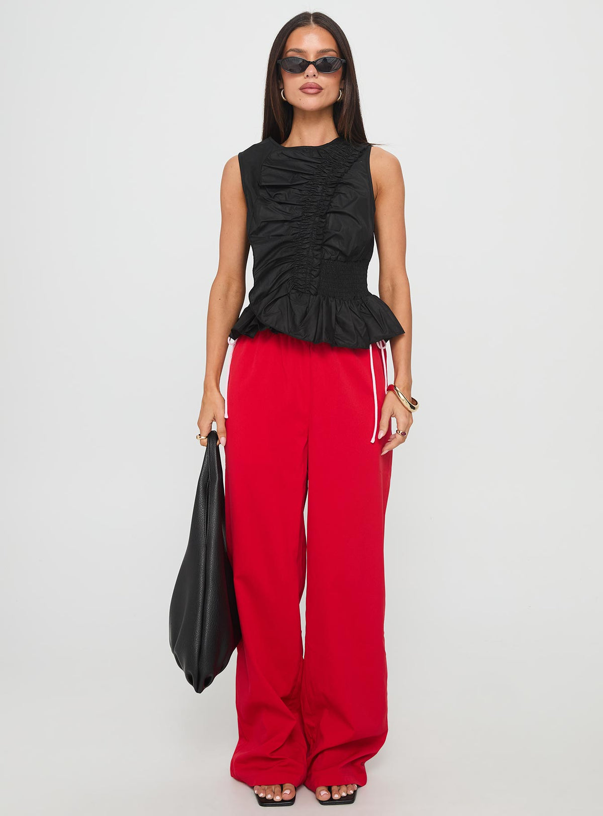 Sweet As Sugar Bow Pants Red / Pink High Rise Pants Pants 