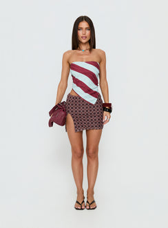 back view of model wearing Princess Polly Aztro Micro Mini Skirt Groovy Multi Mini Skirts Skirts 