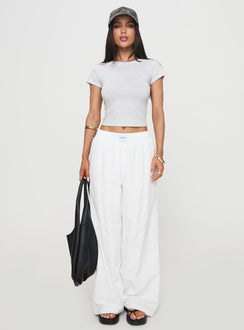 front view of model wearing Princess Polly Beach House Pants White Tall High Rise Pants Pants 