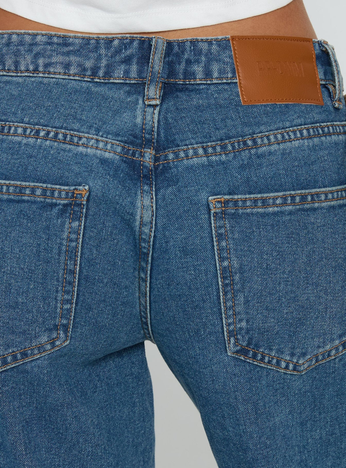 Ramos Low Rise Wide Leg Denim Jeans Mid Blue Wash