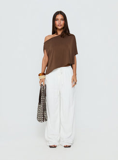 Featuring the Parklea Pants White Petite in womens-regular-pants with high-rise waist front view of model wearing Princess Polly