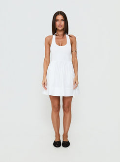 These Words Halter Mini Dress White