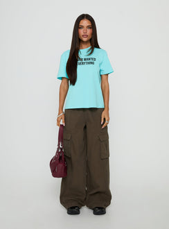 Showcasing the Scarletta Ultra Wide Elasticated Waist Cargo Pants Khaki in womens regular pants with high-rise front view of model wearing Princess Polly