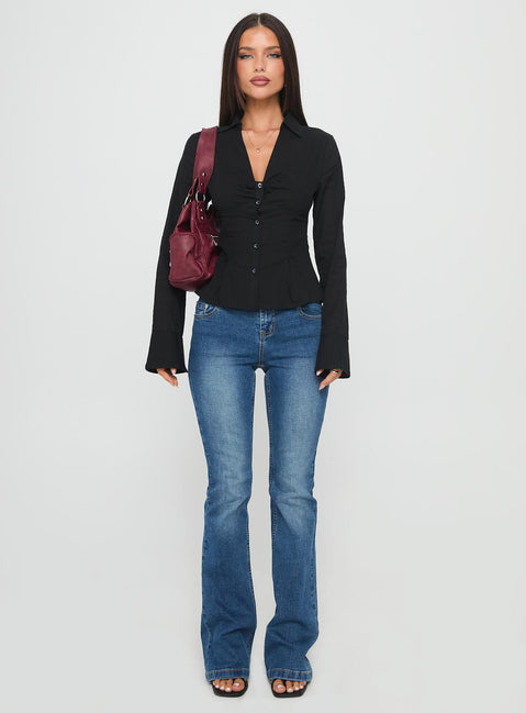 Elowenn Long Sleeve Top Black