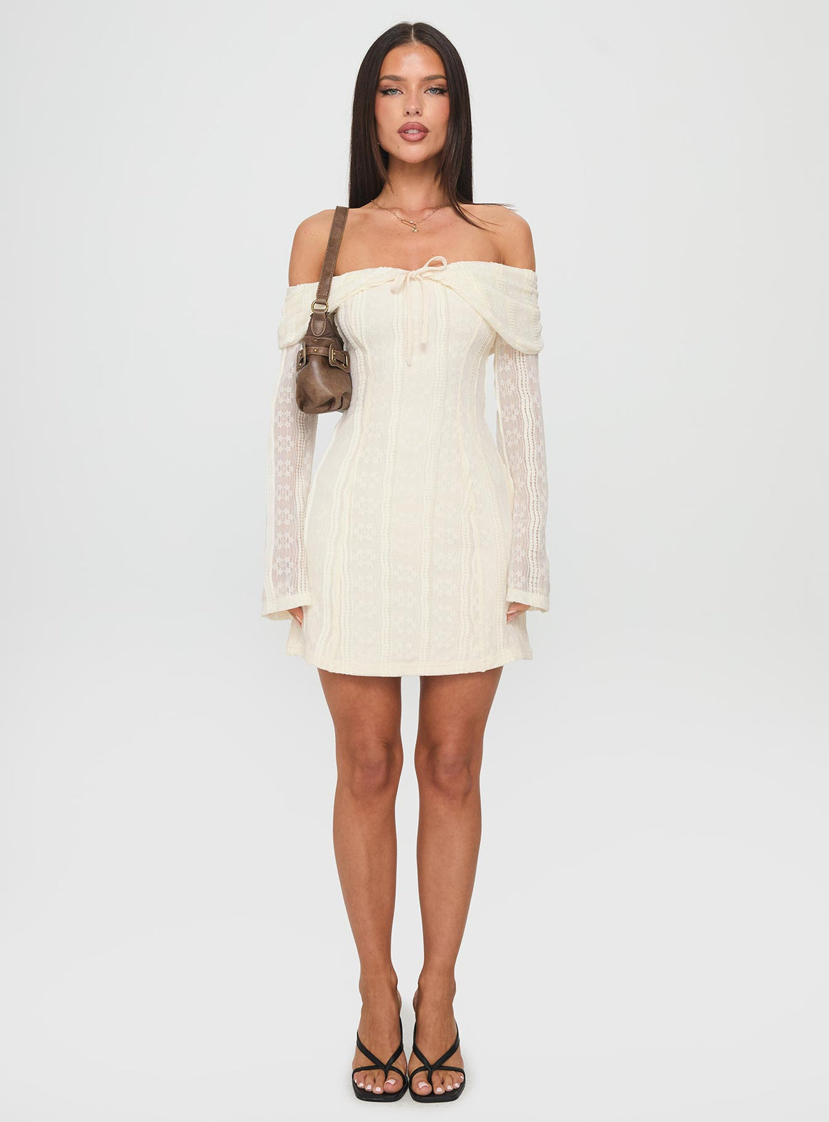 Colettie Long Sleeve Mini Dress Cream