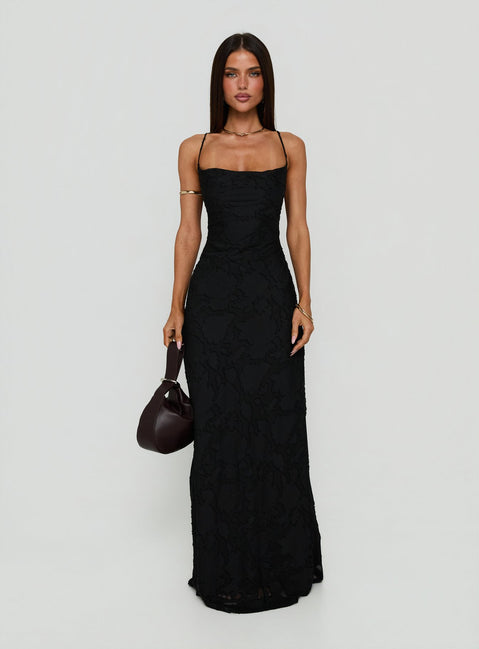Celena Maxi Dress Black Burnout