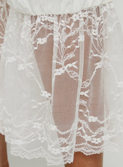 Showcasing Daiana Lace Culotte Pants Cream womens-regular-pants with mid-rise detail