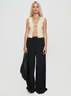 front view of model wearing Princess Polly Barbieri Pants Black High Rise Pants Pants 