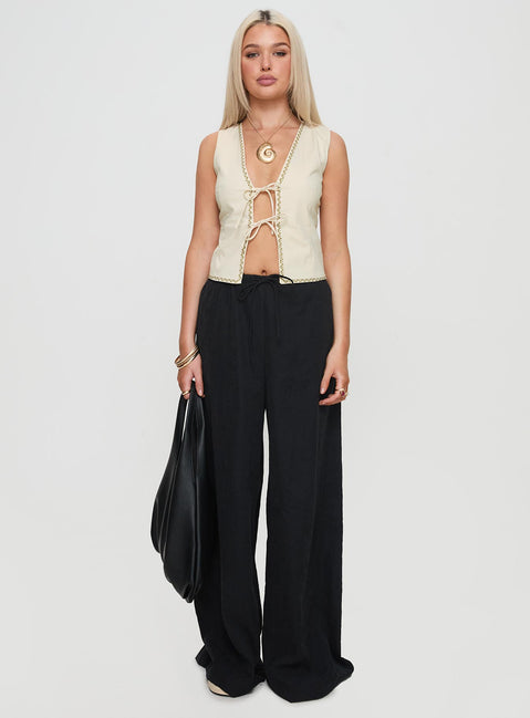 front view of model wearing Princess Polly Barbieri Pants Black High Rise Pants Pants 