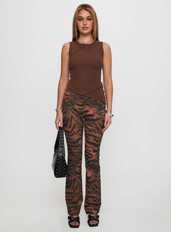 front view of model wearing Princess Polly Andrina Straight Leg Pants Multi High Rise Pants Pants 