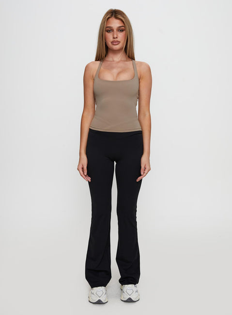 Layup Active Longline Cross Back Top Taupe