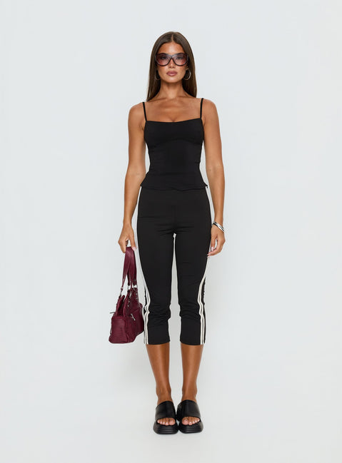 front view of model wearing Princess Polly Jobey Capri Pants Black High Rise Pants Pants 