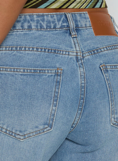 Highlighting the Ramos Low Rise Denim Jeans Bright Blue Wash Tall womens-jeans with low-rise waist product