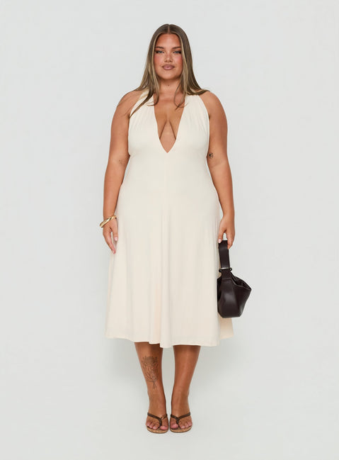 Morganne Halter Plunge Midi Dress Butter Curve