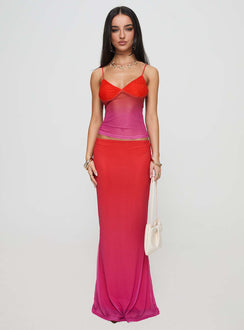   front view of model wearing Princess Polly Teen Spirit Maxi Skirt Pink Ombre Maxi Skirts Skirts 