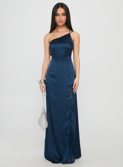 Kiss Of Life Satin Maxi Dress Navy
