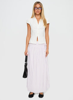   front view of model wearing Princess Polly Antheia Maxi Skirt White Multi Maxi Skirts Skirts 