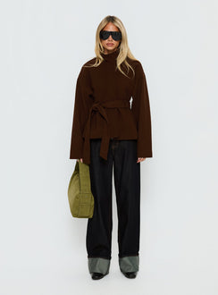 Tameeka Funnel Neck Coat Brown