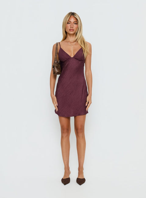 Makaia Balconette Mini Dress Aubergine
