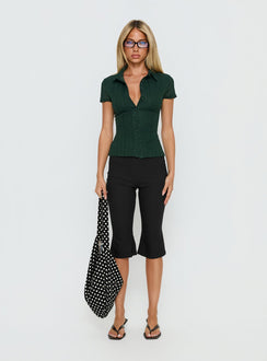 When You Sleep Short Sleeve Top Dark Green
