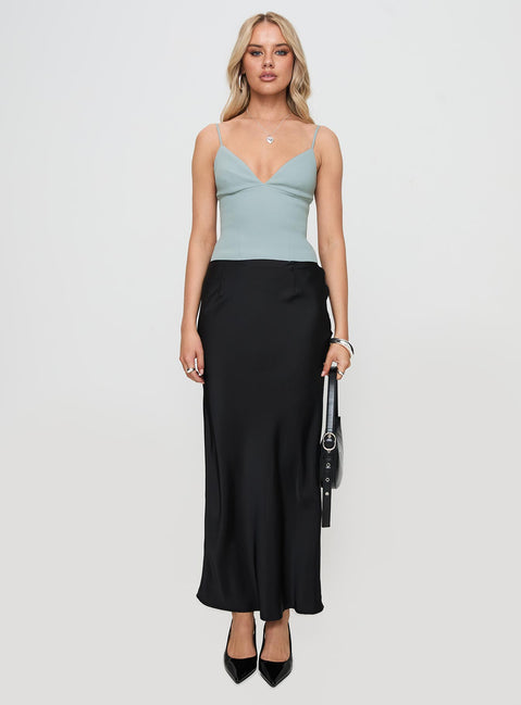 front view of model wearing Princess Polly Sculpture Top Grey Sleeveless Plunger 