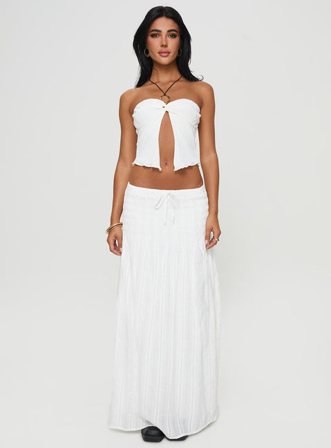   front view of model wearing Princess Polly Carana Maxi Skirt White Maxi Skirts Skirts 