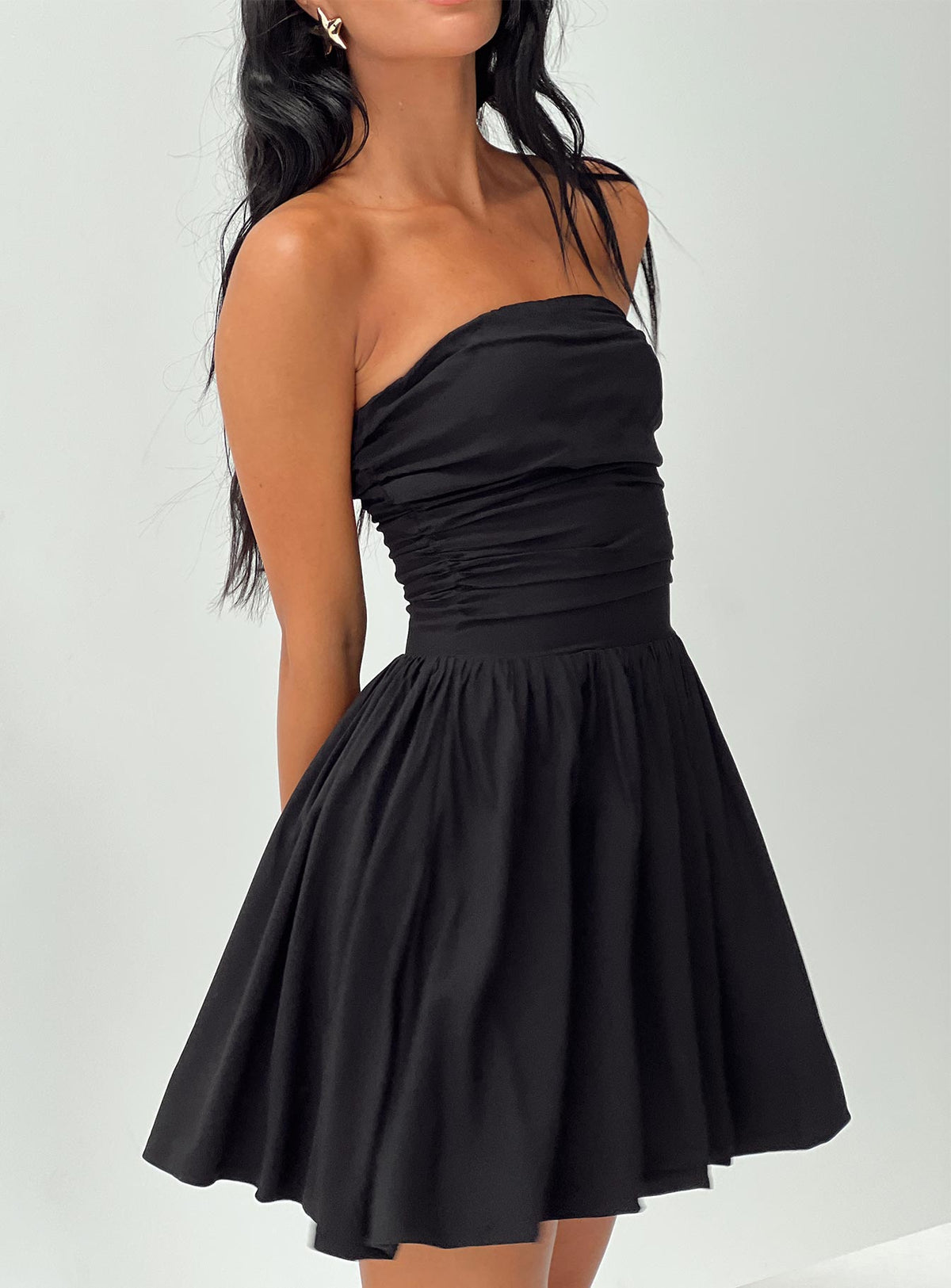 product Princess Polly Asymmetric Neckline  Rashida Strapless Mini Dress Black