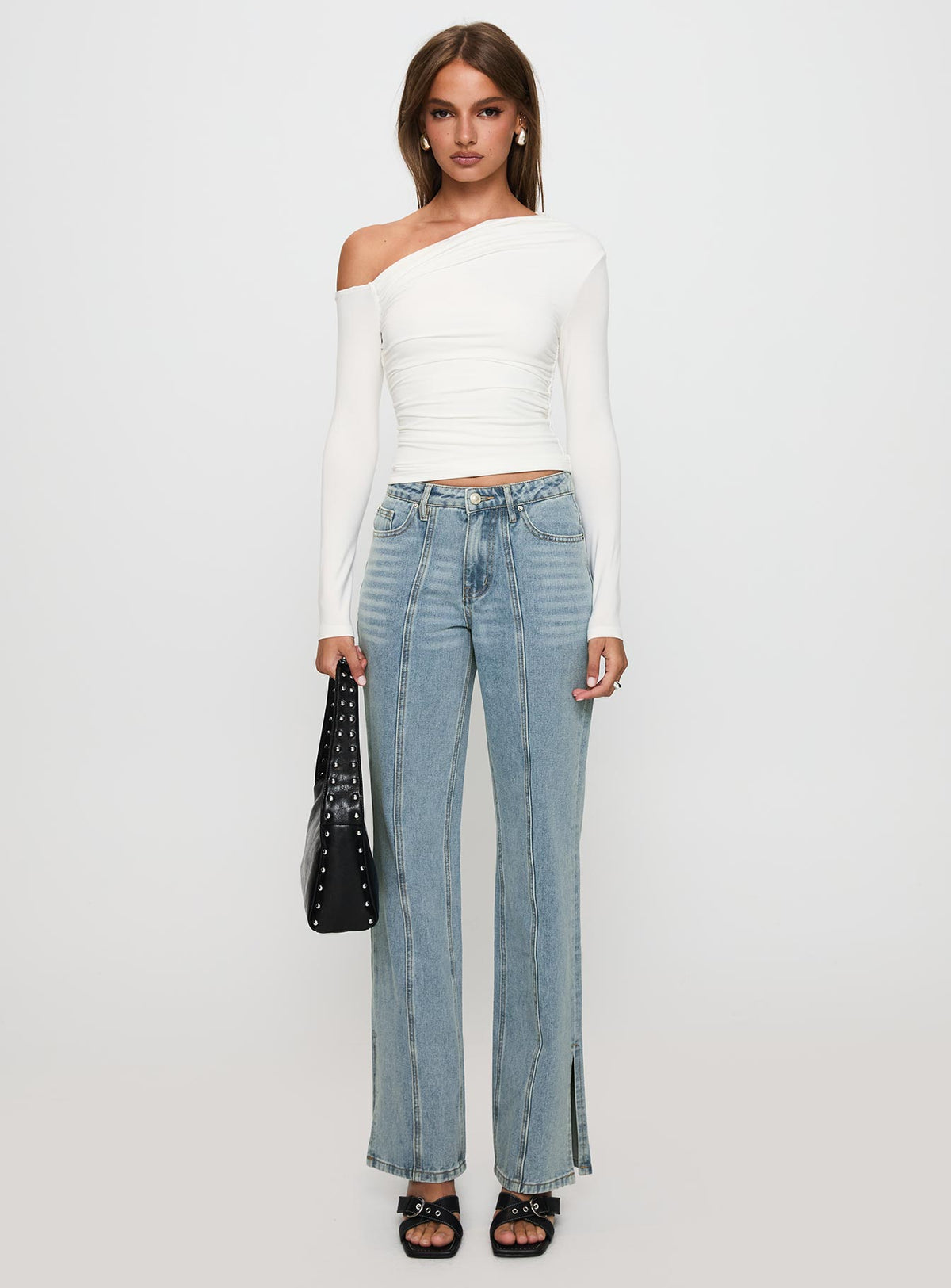 White Mustang Mid Rise Straight Leg Jean Light Blue Mid Rise Jeans Jeans 