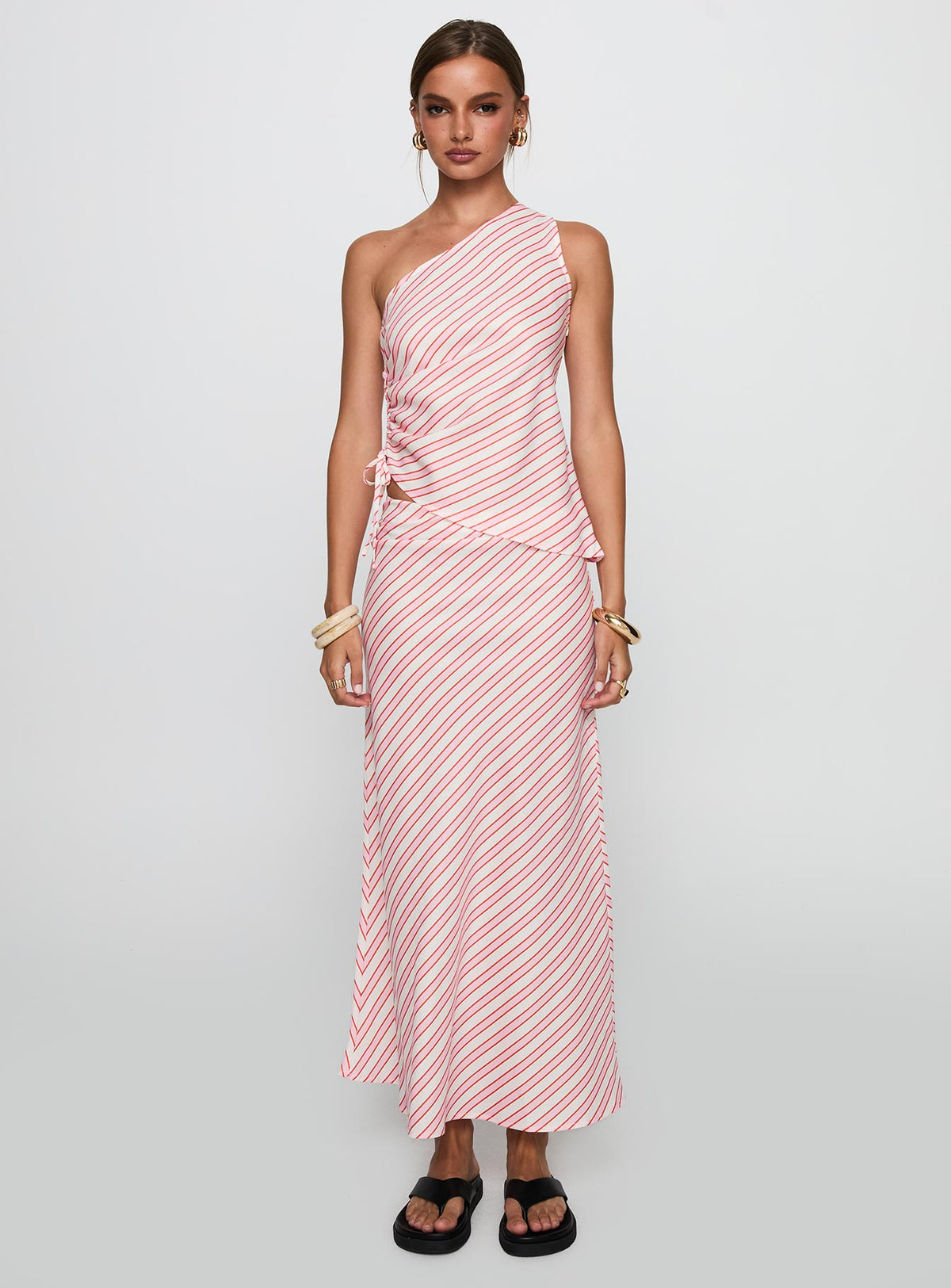 Wanna Dance Asymmetrical Set Pink Stripe