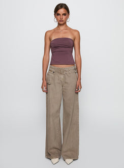 front view of model wearing Princess Polly Round The World Strapless Purple Sleeveless straight 