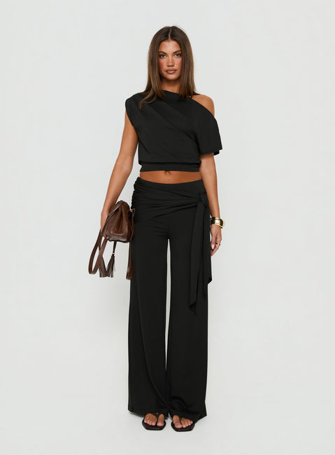 Hadlia Tie Waist Pants Black