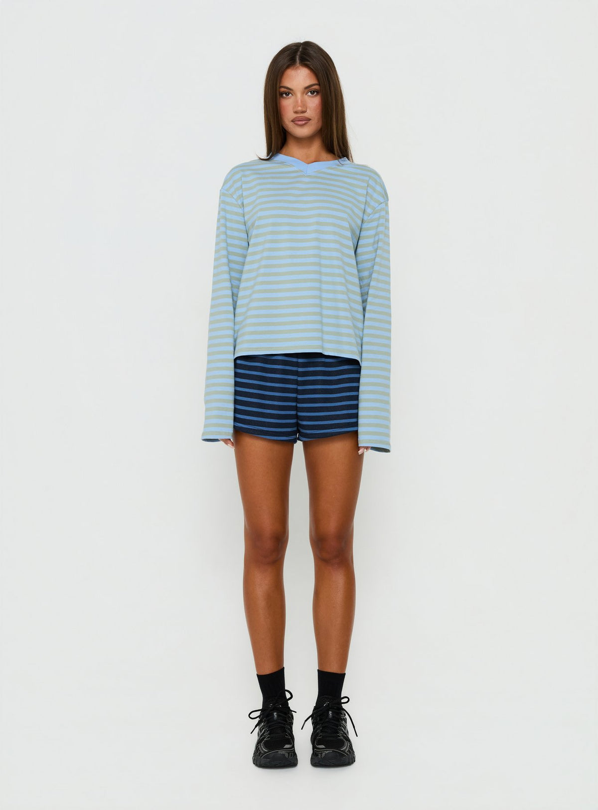 Delaeni Micro Fleece Shorts Blue Stripe
