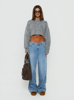Kelisso Button Down Cardigan Grey
