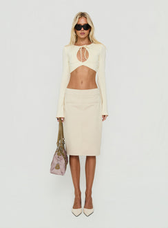 Madalyna Long Sleeve Keyhole Micro Top Cream