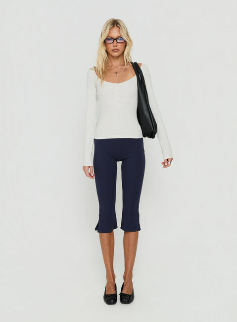 Keslie Long Sleeve Henley Top Grey